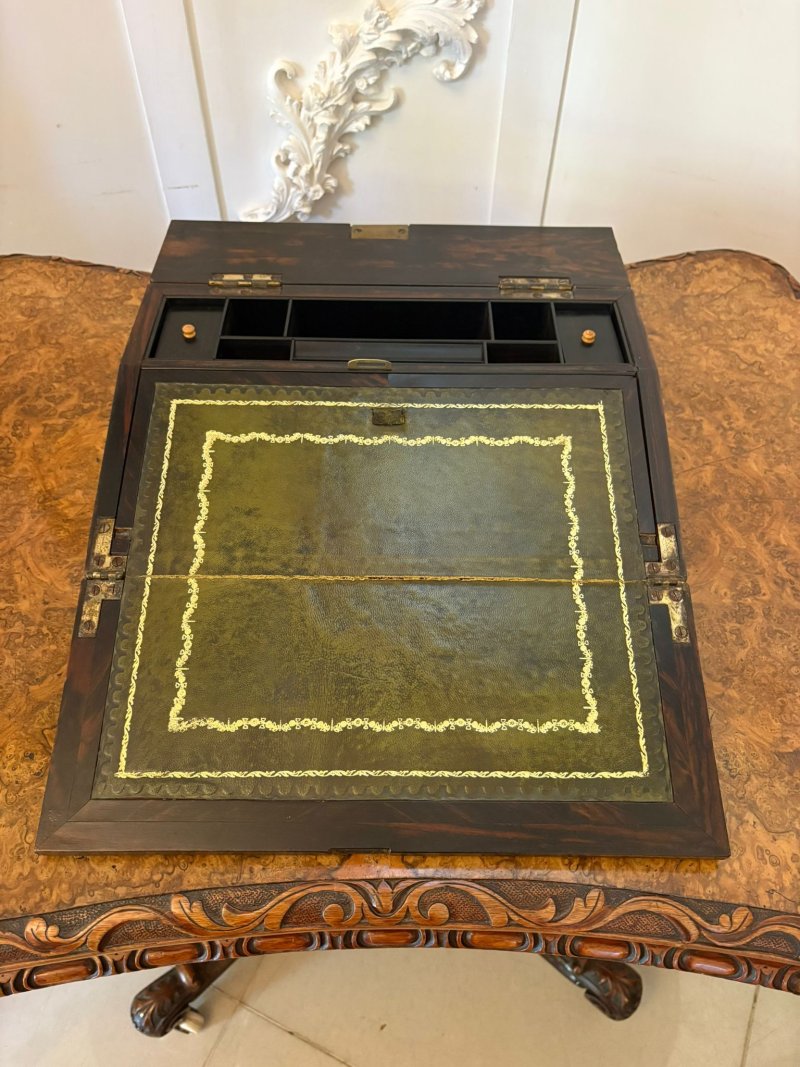 Unusual Antique Victorian Quality Inlaid Coromandel Wood Writing Box - Image 8